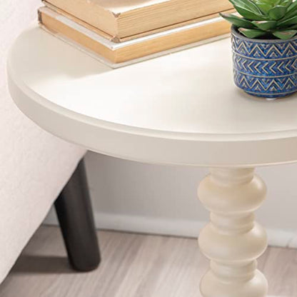 Powell Tarkin Round Off White Turned Spindle Pedestal Side Accent Table - color: Off White