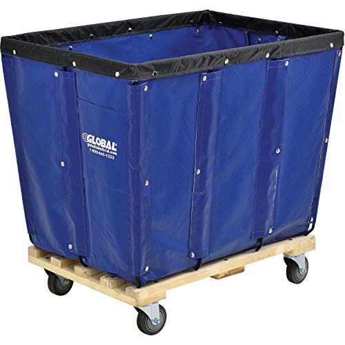 Global Industrial 12 Bushel, Blue Vinyl Basket Bulk Truck, Unassembled | 36"L x 26"W x 33-1/2"H, Rolling Laundry Cart, Commercial Material Handling Cart with 4" Casters - color: Blue