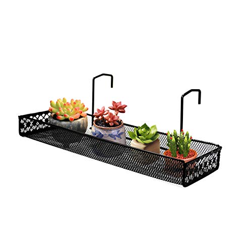Chris.W Metal Succulent Planters Hanging Container Garden Mini Flower Pot Holder for Wall, Balcony, Patio or Porch Fence Railing Shelf Under 1.7” Wide Poolside Storage Basket(Black) - color: Black