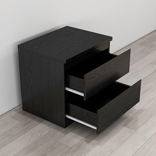 Nightstand with Drawers, Bedside Table with Drawers, Sofa Side Table Storage Cabinet, Night Stand for Bedroom Living Room (1, 2 Drawers Black, 19.7" W×15.6" D×18.9" H) - color: 2 Drawers Black