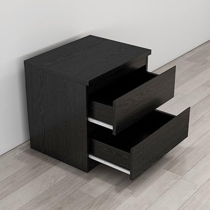 Nightstand with Drawers, Bedside Table with Drawers, Sofa Side Table Storage Cabinet, Night Stand for Bedroom Living Room (1, 2 Drawers Black, 19.7" W×15.6" D×18.9" H) - color: 2 Drawers Black