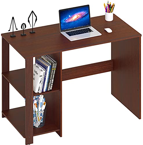 SHW 38-Inch Home Office Computer Desk with Shelves, Cherry - color: Cherry