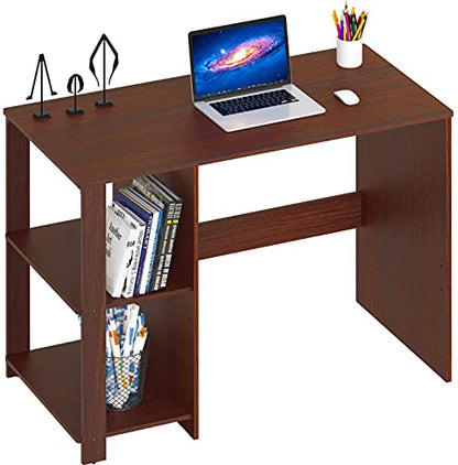 SHW 38-Inch Home Office Computer Desk with Shelves, Cherry - color: Cherry