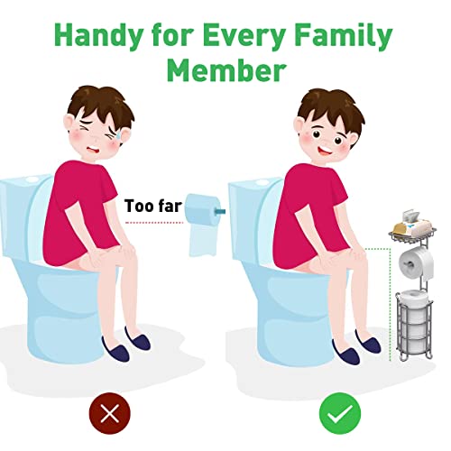 Toilet Paper Holder Stand Bathroom Tissue Dispenser Holders Rack Free Standing with Extra Shelf Storage Mega Rolls/Phone/Wipe - Silver - color: B-silver