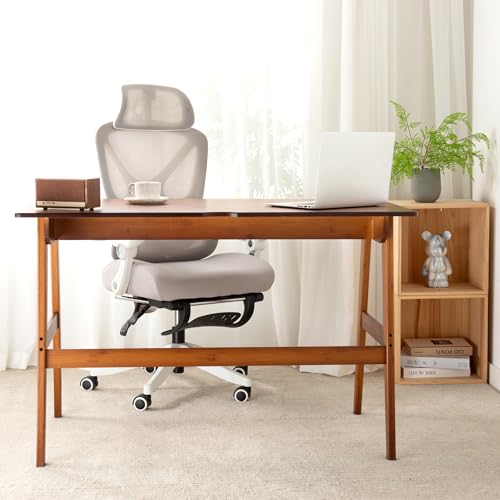 Nnewvante Desk, Bamboo Table with 2 Drawers, Simple Modern Furniture for Home, Office, Computer, Writing, Study, Makeup & Workstation (46''-Brown) - size: 46''-Brown