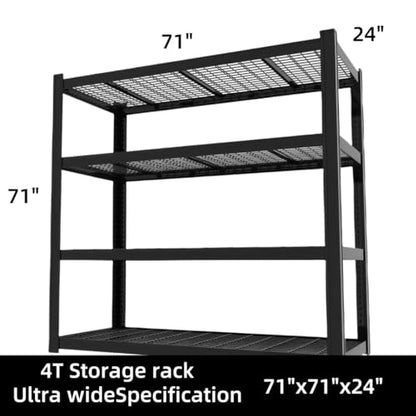 71" Wide Garage Shelving Unit, 71" W x 24" D x 71" H, Heavy Duty Garage Storage Shelves, 8000 LBS Capacity, Industrial Adjustable Shelves for Basement Warehouse - size: 4T 71" W x 24" D x 71" H