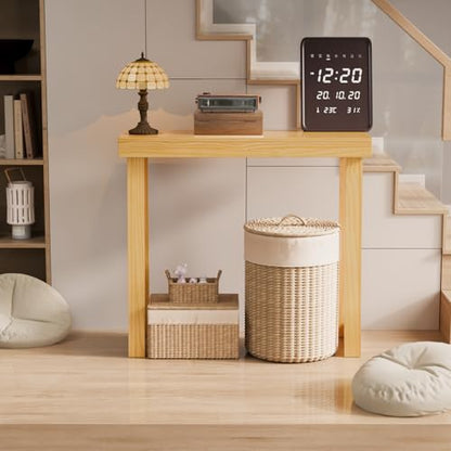 VINGLI 35.4" Solid Wood Console Table, Narrow Entryway Table, Skinny Sofa Table Behind Couch, for Living Room, Entrance, Hallway, Foyer, Bedroom, Office, Oak - color: Natural Wood, size: 35.4