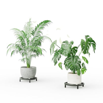 Zhongma 2 Pack 11.8" Fully Assembled Sturdy Potted Plant Stand Flower Pot Holder Heavy Duty Construction, Low Plant Stand for Home Indoor and Outdoor, Sturdy plant riser and saucer without Installation Required - size: 2 Pack 11.8" Metal Plant Stand