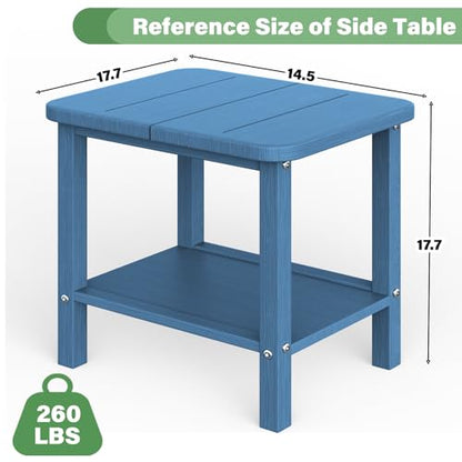 Patio Side Table, Small Rectangular HDPE Adirondack End Table for Outdoor Use in Pool, Garden, Lawn, Backyard,Navy - color: Navy