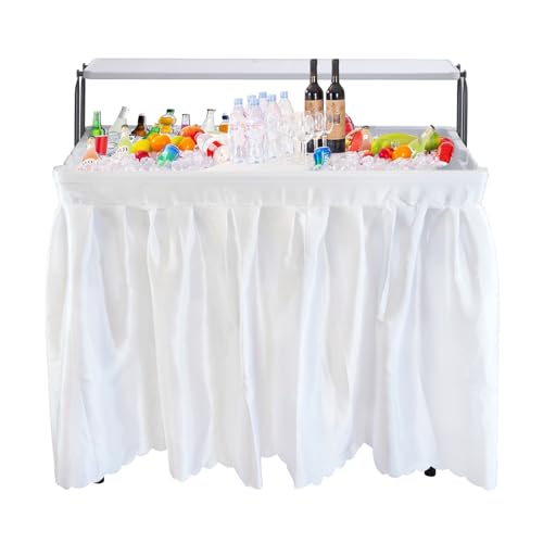 Nice C 4 FT Folding Ice Cooler Table, Party Bar Cooler Table (White) | Grazing Table, Drain, Sink, Bar Cooler Table, Matching Skirt, Storage Shelf - color: White