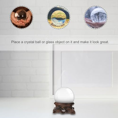 Sewroro Wood Carving Base Crystal Ball Stand Decorative Display Pedestal for Home Office Desk 2.16X2.16X0.98 Inch Lightweight Crystal Ball Holder