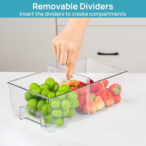 Vtopmart Clear Stackable Storage Drawers, 5 Pack Multi-Size Organizer Set | Wide, Medium and Small Pull-Out PET Drawers with Stackable Design for Cabinets, Closets, Pantry and Bathroom Organization - style: 1 Wide+2 Medium+2 Small
