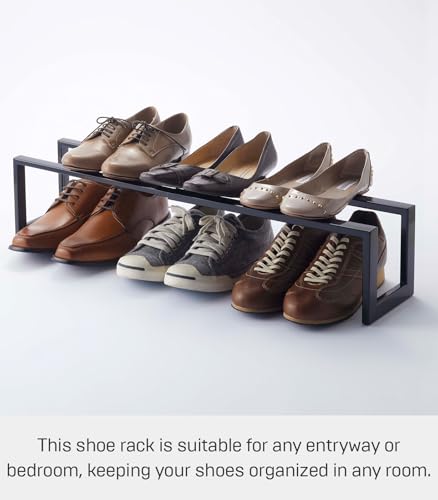 YAMAZAKI Home Line Expanding Shoe Rack, Metal, Adjustable - Single, 6" - Steel - Holds 4 To 8 Shoes - color: Black, size: Single