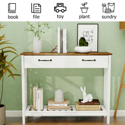 TaoHFE Farmhouse Narrow Console Table Modern Wooden,Living Room Tables Narrow Side Tables for Entryway,Entry Table with Storage Hallway SideTable with Drawers - color: Oak