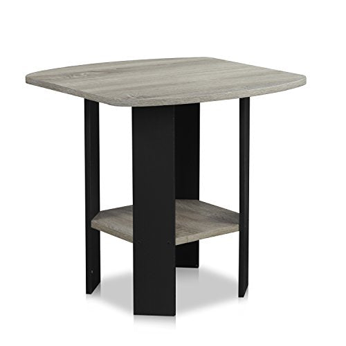 Furinno SIMPLE DESIGN Side Table, 2-Tier Modern End Table with Soft Edges, Open Shelves Night Stand, Bedside Table, for Living Room, Bedroom, French Oak - color: French Oak/Black, size: 1-Pack, 2 Tiers, Standard Leg