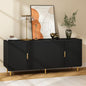 65" Fluted Sideboard Buffet Cabinet with Storage, Console Cabinet with 4 Doors & Adjustable Shelves, Modern Buffet Table for Kitchen Dining Living Room Hallway‌ Entryway, Black - color: Black