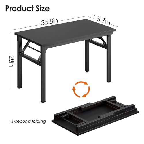 Need Office Computer Desk -35.8 L Sturdy and Heavy Duty Folding Laptop Table,Writing Table/Home Office Desk/Sewing Table, No Assembly Required, Black & Black Frame - color: Black & Black Frame, size: 35.8inch