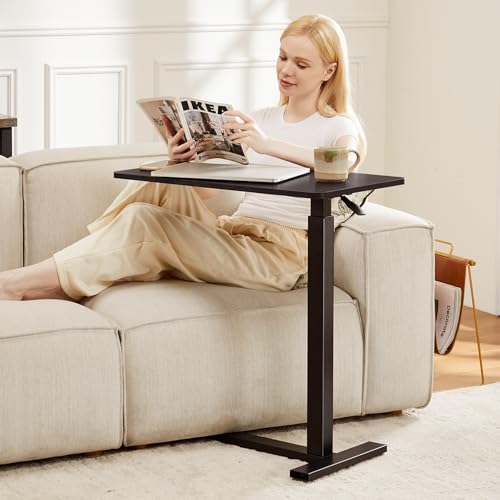 Sweetcrispy Overbed Bedside Table with Wheels, Adjustable Hospital Home Use, Rolling Laptop Mobile Standing Space Saving Durable Frame Side Storage Shelf Easy Assembly, Black - color: Black