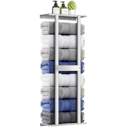 Bathroom Towel Storage Rack, Wall Mounted Bathroom Towel Rack, 30 inch Heavy Duty 6 Large Towels, Wall Mounted Towel Rack for Rolled Towels, Silver - color: Silver