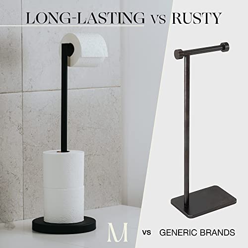 Marmolux Acc - Free Standing Toilet Paper Holder Stand 1pc - Bathroom Storage for 4 Rolls of Toilet Tissue Modern Stainless Steel Matte Black - Toilet Roll Stand - color: Matte Black