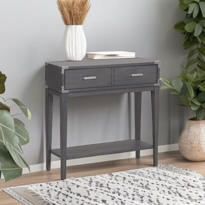 Leick Home 24032 Beckett One Drawer Hall Stand with Shelf for Living Room, Hallway, Entryway, Anthracite/Pewter - color: Anthracite