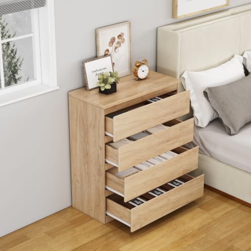 Nightstand with Drawers, Bedside Table with Drawers, Sofa Side Table Storage Cabinet, Night Stand for Bedroom Living Room (1, 4 Drawers Nature, 31.5" W×15.7" D×38.1" H) - color: 4 Drawers Nature, 31.5"w