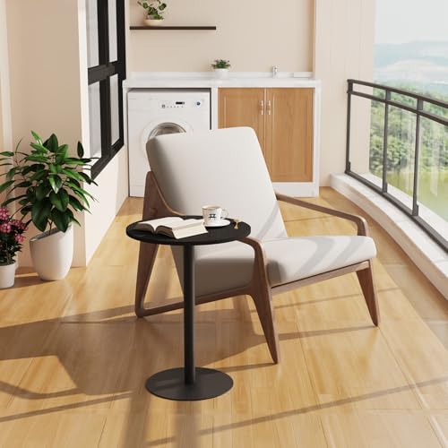 Round Side Table, C Shapde End Table for Sofa, Tv Trays Table, Small Snack Table with Metal Leg for Living Room, Bedroom, Bedside, Office (Black) - color: Black