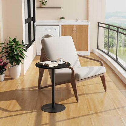 Round Side Table, C Shapde End Table for Sofa, Tv Trays Table, Small Snack Table with Metal Leg for Living Room, Bedroom, Bedside, Office (Black) - color: Black