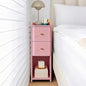 Pink Narrow Nightstand, Wooden Small 2 Drawer Nightstand, Slim Side End Table, Skinny Bedside Table, Mid Century Modern Night Stand with Drawers, for Living Room (Pink-1 pc) - color: Pink-1 Pc