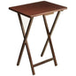 Folding TV Tray Table for Indoor Use - 19" x 14.5" x 26" Snack Table, Side Table, or Laptop Desk - Made of Solid Rubberwood with Walnut Finish - Compact, Sturdy, and Portable - 1 Piece