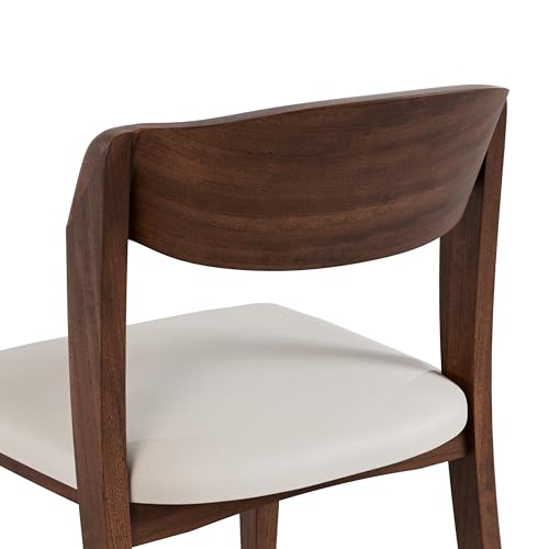 Furniture of America Nazaen IV Mid-Century Modern Solid Wood 20-inch Side Chairs Set of 2 with Curved Backrest, Semi-Handmade, Upholstered Seating for Home Kitchen, Dining Room, Rich Walnut - color: Rich Walnut, size: Style 4