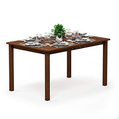 Furinno Tioman Outdoor Dining Table, Natural 35.5"D x 59.0"W x 29.0"H - color: Natural, size: 35.5"D x 59.0"W x 29.0"H
