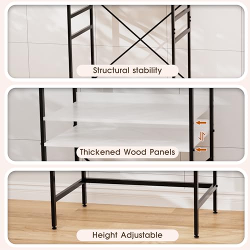 Mini Fridge Shelf Mini Fridge and Microwave Stand Over Mini Fridge Storage Rack Height Adjustable Microwave and Fridge Stand Suitable for Dorm, Kitchens, Offices,Marble-Look - color: Marble-look Finish