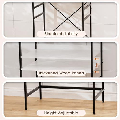 Mini Fridge Shelf Mini Fridge and Microwave Stand Over Mini Fridge Storage Rack Height Adjustable Microwave and Fridge Stand Suitable for Dorm, Kitchens, Offices,Marble-Look - color: Marble-look Finish