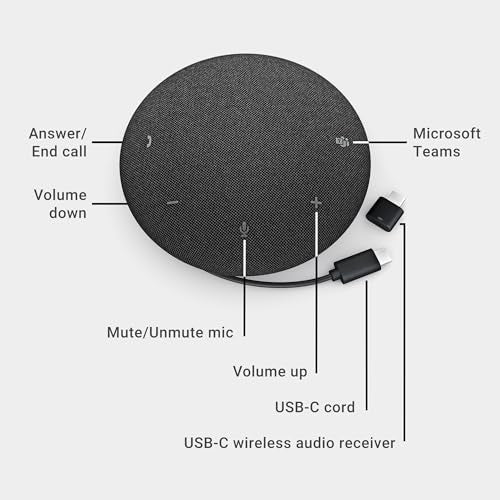 Dell Pro Plus Wireless Speakerphone - SL525 - USB-C, Zoom/Microsoft Teams Certified, Wired/Wireless, Bluetooth 5.3, Omni-Directional, AI-Based Noise Cancellation - style: SL525