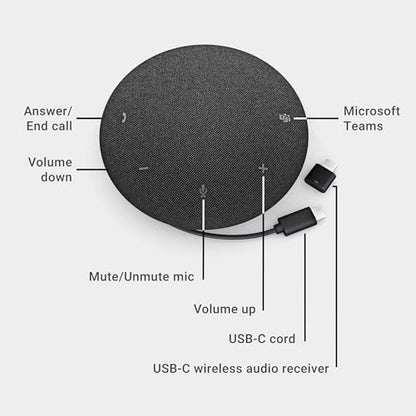 Dell Pro Plus Wireless Speakerphone - SL525 - USB-C, Zoom/Microsoft Teams Certified, Wired/Wireless, Bluetooth 5.3, Omni-Directional, AI-Based Noise Cancellation - style: SL525