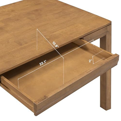 NTC Flow Modern Wooden Rectangle Desk Table with Hidden Drawer – Waterproof & Heat Resistant - Teak Look - color: Teak Look, size: 47 Inch, style: Desk