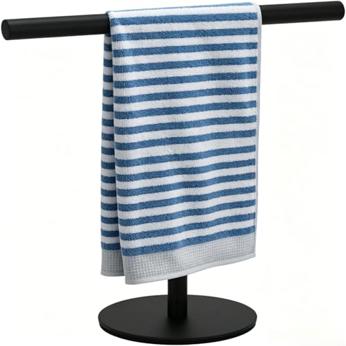 T-Shape Towel Holder, Black | Towel Rack Stand, Bathroom Vanity Countertop, Bathroom Kitchen - color: Black-1pc