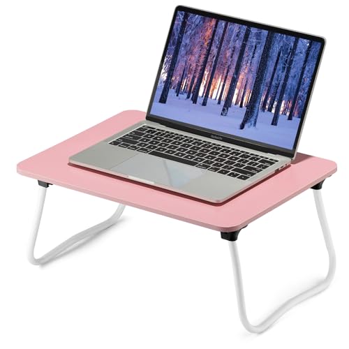 ZEAPTAC Laptop Bed Desk, Foldable Lap Desk, Portable Lap Table, Bed Table, Laptop Stand, Lightweight & Mini Table for Breakfast/Picnic/Drawing/Couch/Floor - Pink - color: Pink