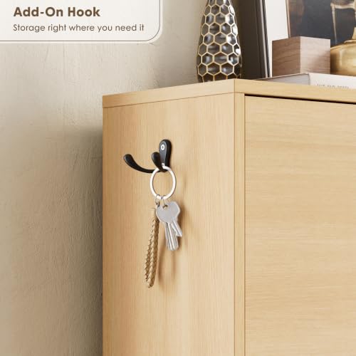 Nicetree Shoe Storage Cabinet with 2 Flip Drawers, Slim Shoe Cabinet, Hidden Shoe Rack Cabinet, Shoe Storage Cabinet for Entryway, Hallway, Foyer, Natural Oak - color: Natural Oak, style: 2-Drawers