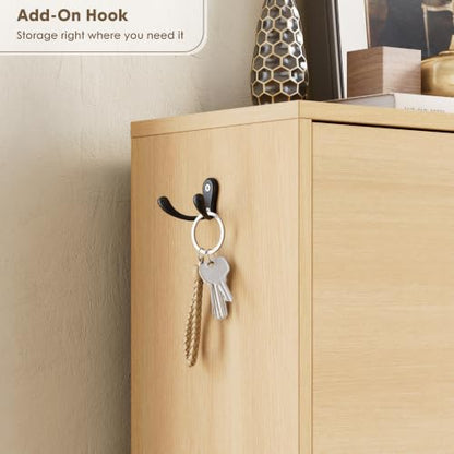 Nicetree Shoe Storage Cabinet with 2 Flip Drawers, Slim Shoe Cabinet, Hidden Shoe Rack Cabinet, Shoe Storage Cabinet for Entryway, Hallway, Foyer, Natural Oak - color: Natural Oak, style: 2-Drawers