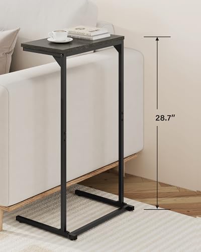 TUTOTAK C Shaped End Table, Small Side Table, 28.7 inch Tall Couch Table | Slim C Table for Sofa, Small Space, Living Room, Bedside, Bed Room, Black TB01BK071 - color: Black