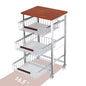 4-Tier Slim Rolling Fruit & Vegetable Storage Cart with Removable Baskets, Narrow Metal Kitchen Organizer Cart on Wheels, Fruit Basket Stand & Fruteros para Cocina, Pantry Cart for Storage - size: 4-Tier Slim