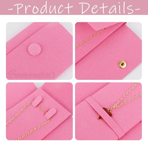 Framendino, 6 Pack Velvet Necklace Case Traval Jewelry Bag Organizer Pouch Holder Box for Women Storage Bridesmaid Wedding Peach Pink - color: Pink 2