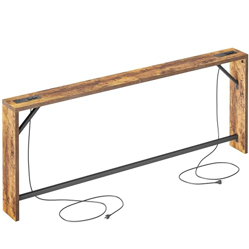 TIQLAB Sofa Table, 79 inch Long Console Table Behind Couch, Narrow Entryway Table with Angled Metal Frame, Industrial Console Table for Entryway, Rustic Brown - color: Rustic Brown, size: 79''L x 5.9''W x 31.5''H