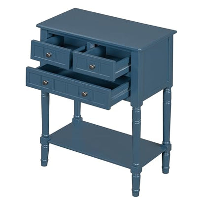 LUMISOL Narrow Console Table with Storage Drawers for Entryway, Small Sofa Table with Bottom Shelf for Hallway Foyer, Navy - color: Navy