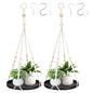 GREANER 2PCS Macrame Plant Hanger, Black Hanging Macrame Plant Holder with Handmade Cotton, Plant Window Hanger for Indoor and Outdoor Use - color: Black