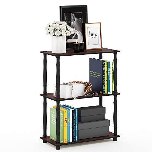 Furinno Turn-N-Tube 3-Tier Compact Multipurpose Shelf Display Rack with Classic Tube, Dark Cherry/Black - color: Dark Cherry, size: 3-Tier Classic Tube