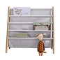 3 Sprouts Recycled Kids Bookshelf, Holds 35 Books, 4-Tier, Gray | Space-saving bookshelf, Children's room, Toddler bookcase organizer, Ages 3+, Book/toy storage, Front-facing, Covers visible - color: Solid Light Gray