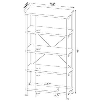 Coaster Home Furnishings - Analiese - Wood and Metal - 4-Tier Bookshelf with Open Shelves, X-Back Bracing, and Rectangular Frame - Home Office - 63-Inch - Mango - 802003 - color: Mango